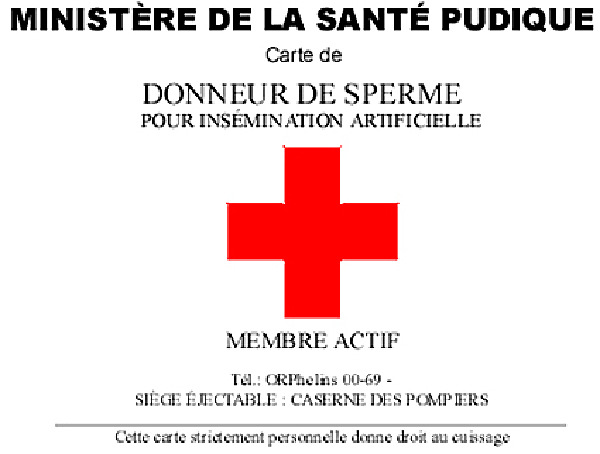 Dessin sexe soft - Humour - La carte de donneur de sperme